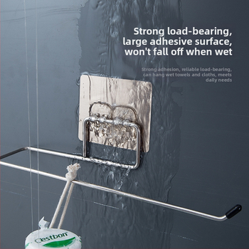 Raft de prosoape din oțel inoxidabil montat pe perete – fără găuri; pentru baie și bucătărie; ține prosoape, șervețele umede și folie plastică