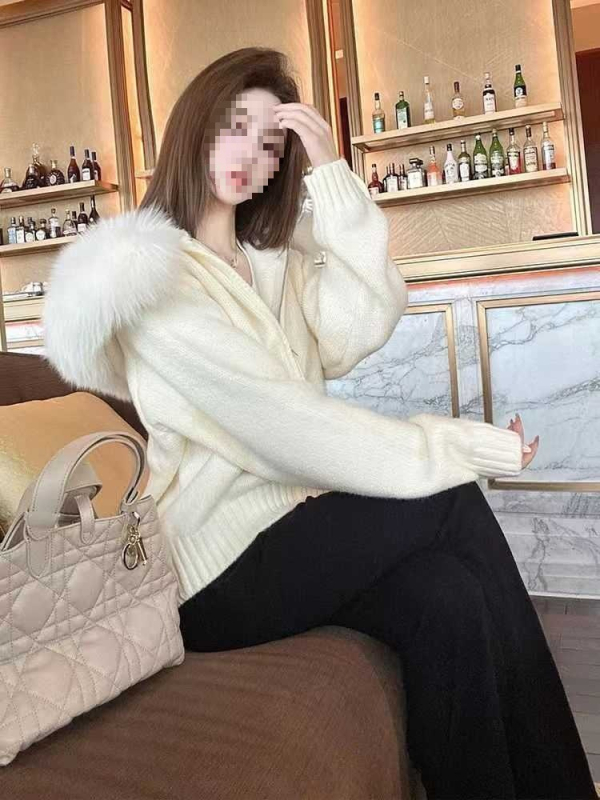 Džemper kardigan s kapuljom i princezinim rukavima, Ice Silk tkanina, uobičajena debljina