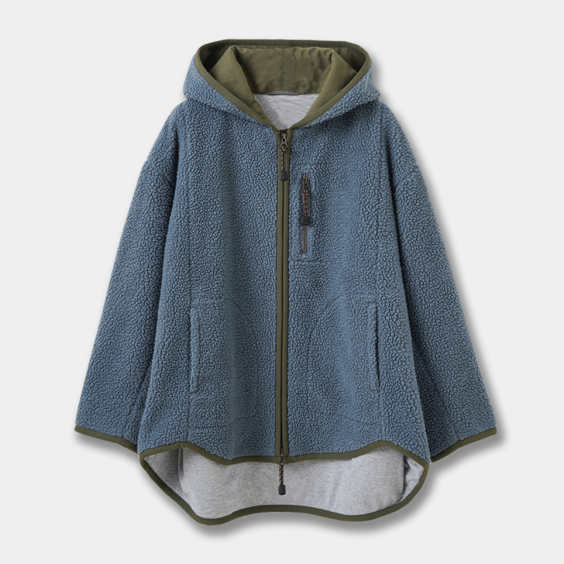 Saturn 26 ženska fleece jakna s kapuljom, jesen-zima, plavo-siva, široki kroj