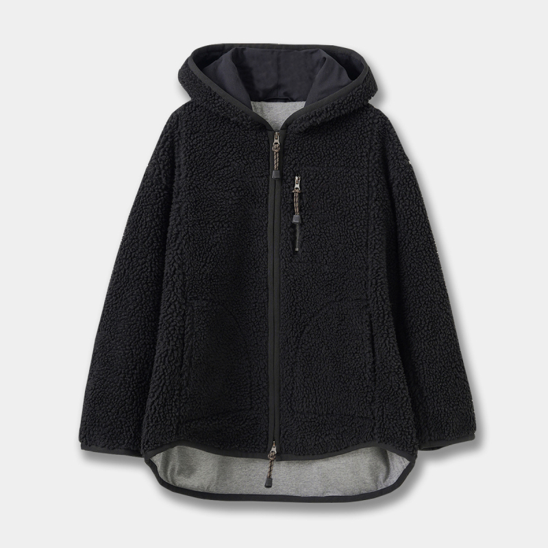 Saturn 26 ženska fleece jakna s kapuljom, jesen-zima, plavo-siva, široki kroj