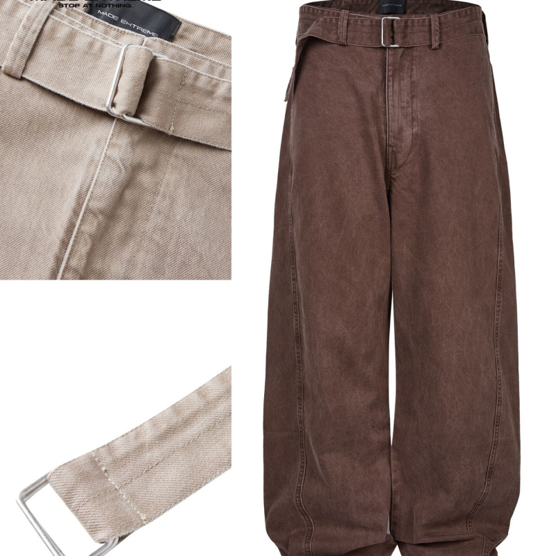 Muške casual hlače od 100% pamuka, udobnog kroja, srednji struk, zip, s remenom