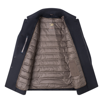 Dvostrano vuneni kaput za muškarce, srednje duljine, jednostruko kopčanje, rever