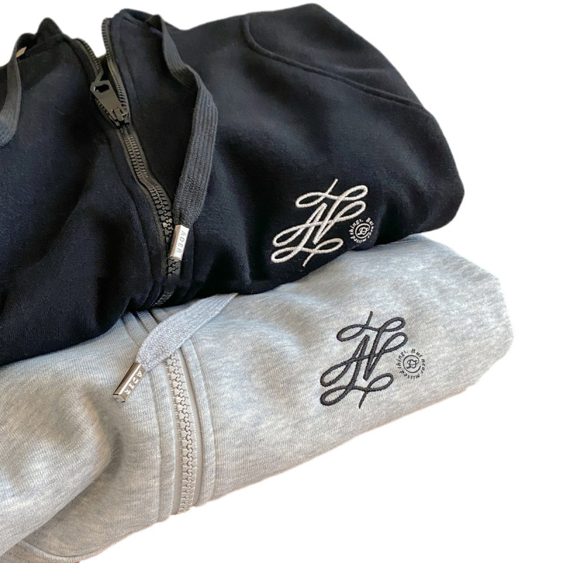 Kardigan s kapuljom i zipom, izvešena slova, širok kroj, pamukasta tkanina, korejski stil