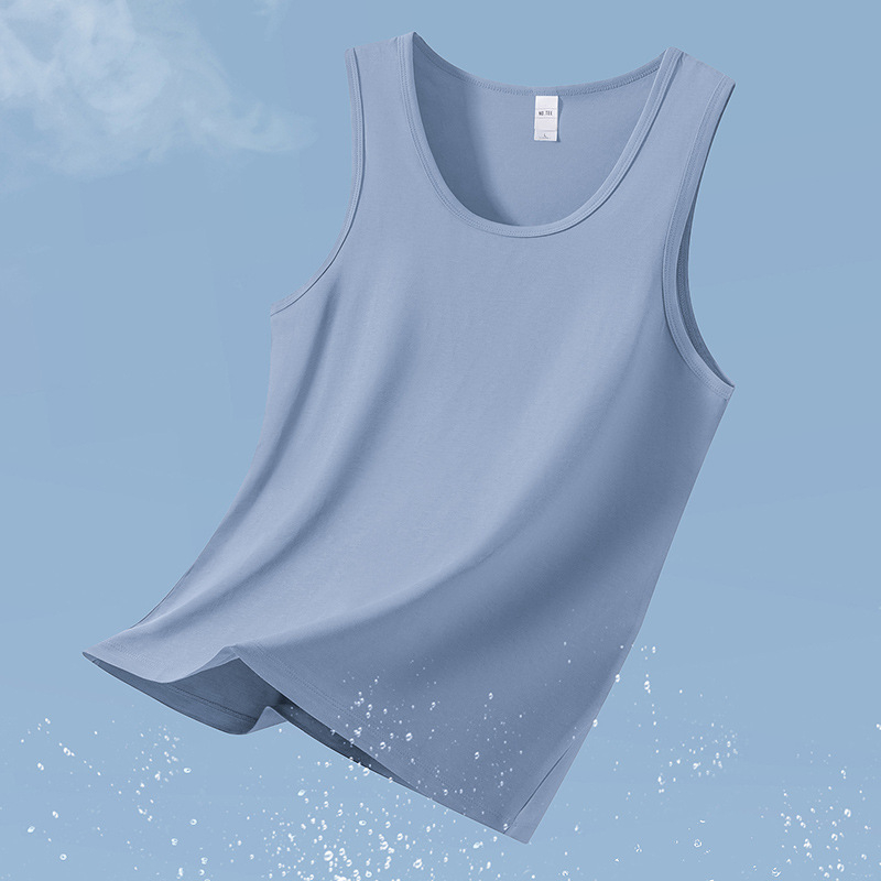 Modal спортна потник без ръкави, фиксиран стил, едноцветен дизайн, бързосъхнеща антибактериална и против акара материя, състав: 47.5% модал, 47.5% памук, 5% еластан