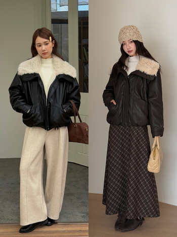 Ženska kožna jakna s umjetnim krznom na ovratniku, vezanje vrpcom, zatvarač, standardna duljina, zimska debela podstava