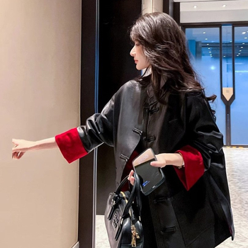 Ženska jakna od umjetne kože, stojeći ovratnik, A-linijski kroj, proljeće 2025