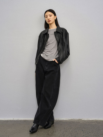Ženska PU kožna jakna, umjetna koža, ovratnik rever, dugi rukavi, japansko-korejski casual stil