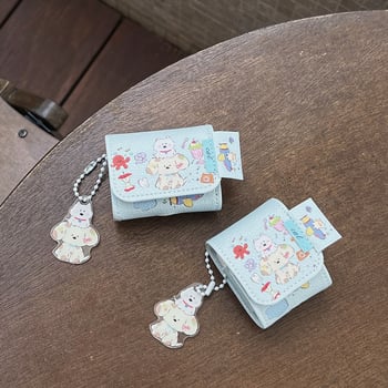 Zaštitno kućište AirPods 4 / Pro 2 s kožnim uzorkom i preklopnim poklopcem, dizajn crtani štenci, TPU materijal