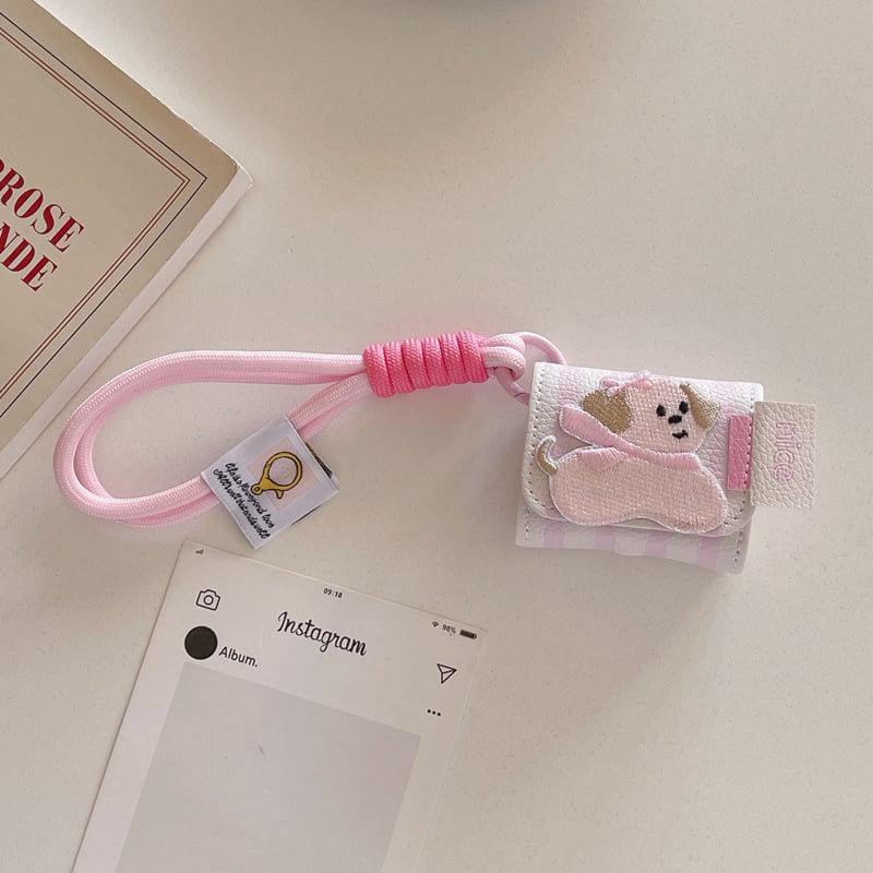 Zaštitno kućište AirPods 4 / Pro 2 s kožnim uzorkom i preklopnim poklopcem, dizajn crtani štenci, TPU materijal