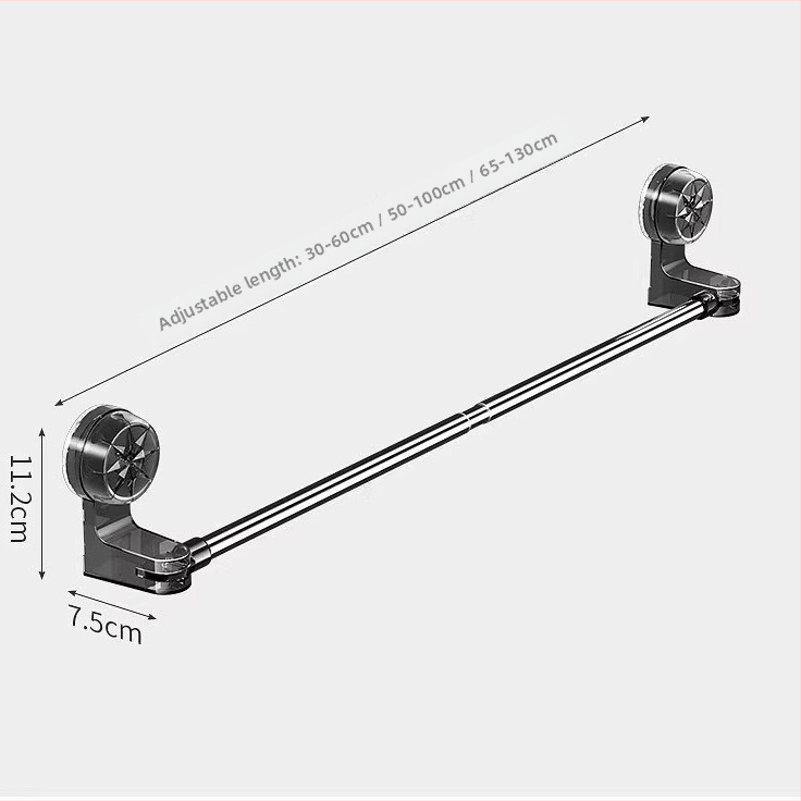 Bară de prosoape din plastic cu ventuză, pentru baie, extensibilă, fără montaj, ambalare individuală