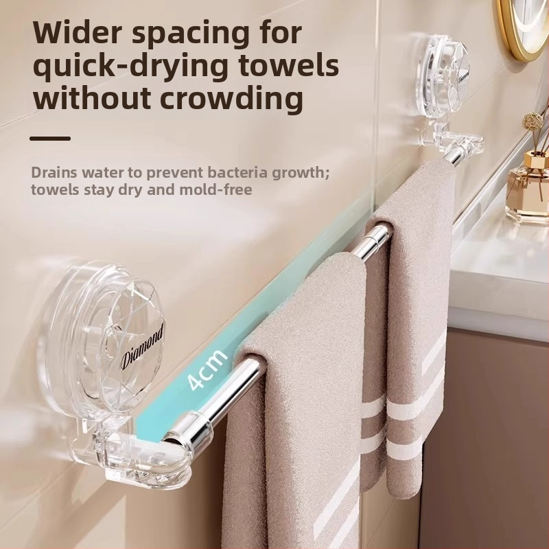 Plastový držiak na uteráky pre kúpeľňu, výsuvný, bez montáže, jednopackové balenie