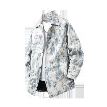 Trench kaput srednje dužine s reverom, kamuflažni cvjetni uzorak, poliesterska mješavina, podstavljena 100% poliester, bočne džepove, jesen