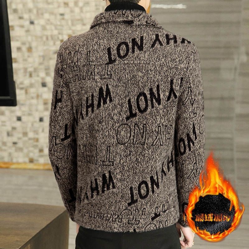 Muški kratki vuneni kaput s krznenim detaljima, podstava 100%, ovratnik Turn-Down, bez kopča