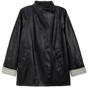 Kožni kaput od ovčje kože s Western ovratnikom, srednja duljina, pojas, elegantan gradski stil