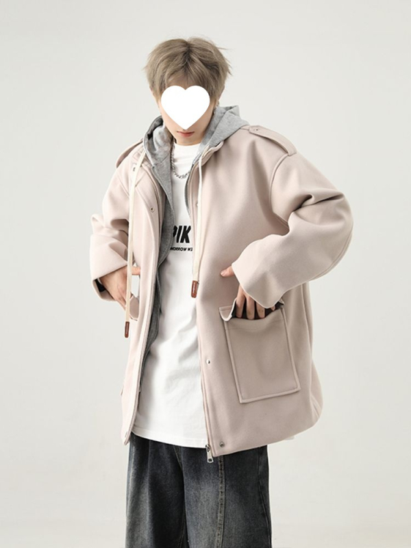 Unisex kapuljačom u japanskom stilu, glavna tkanina zečja krzna, stojeći ovratnik, jednostruko kopčanje