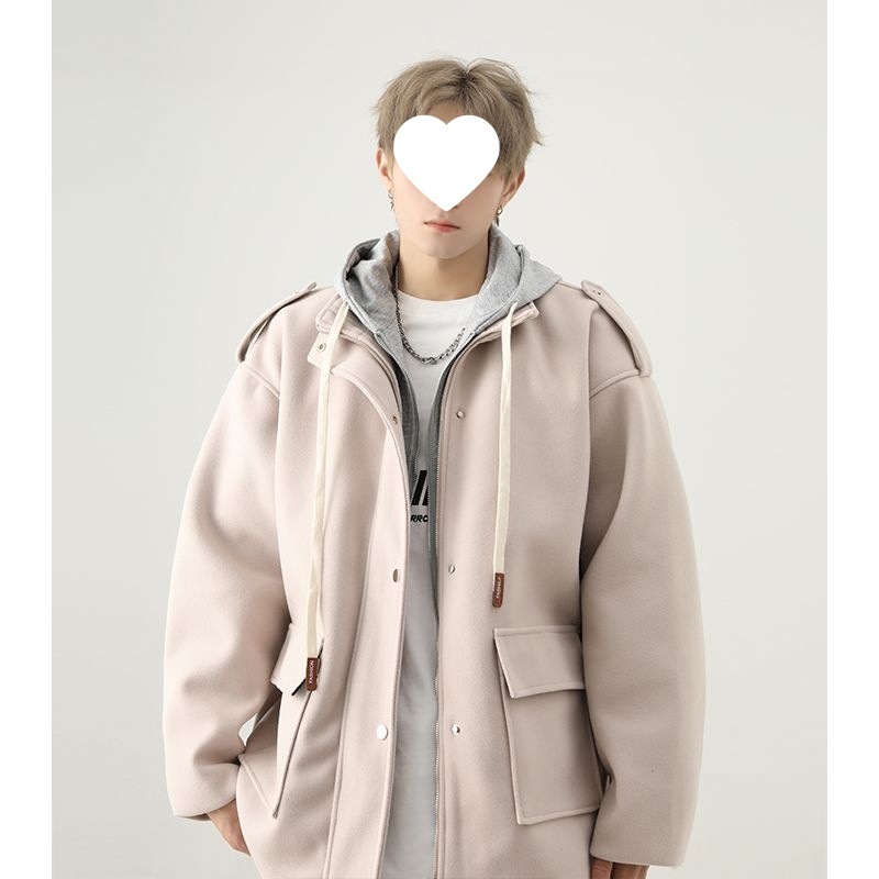 Unisex kapuljačom u japanskom stilu, glavna tkanina zečja krzna, stojeći ovratnik, jednostruko kopčanje