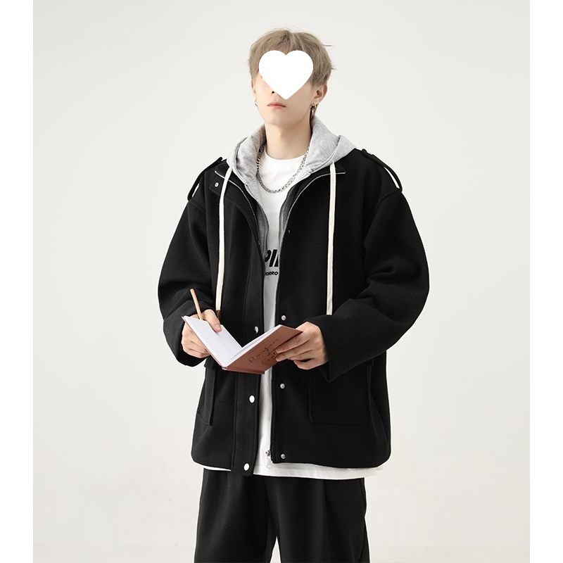 Unisex kapuljačom u japanskom stilu, glavna tkanina zečja krzna, stojeći ovratnik, jednostruko kopčanje