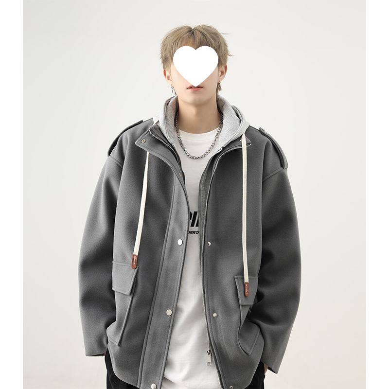 Unisex kapuljačom u japanskom stilu, glavna tkanina zečja krzna, stojeći ovratnik, jednostruko kopčanje