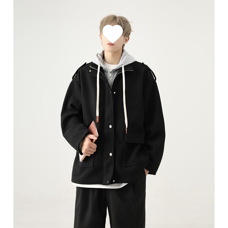 Unisex kapuljačom u japanskom stilu, glavna tkanina zečja krzna, stojeći ovratnik, jednostruko kopčanje