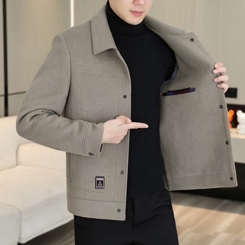 Muški vuneni kaput, s reverom, jednostruko kopčanje, zimska uporaba, bočne džepove