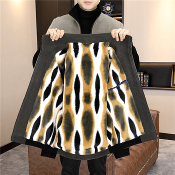 Muški kaput od korduroja, slobodan kroj, stojeći ovratnik bez kapulje, glavni materijal lan, podstava Other