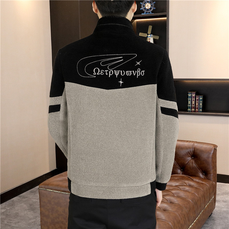 Muški kaput od korduroja, slobodan kroj, stojeći ovratnik bez kapulje, glavni materijal lan, podstava Other