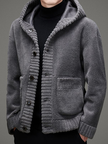 Muški kaput s kapuljačom od krzna i vune, debeli zimski kaput, jednostruko zatvaranje, slobodan kroj, 3D džepovi, dvostrano nošenje