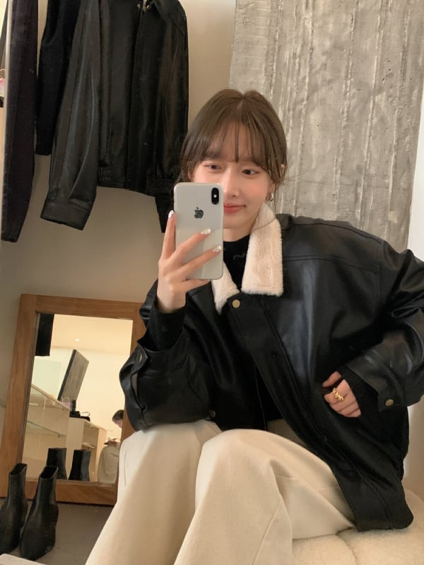 Damska PU kožna jakna s reverom, slobodan kroj, zatvarač sprijeda, zima 2025