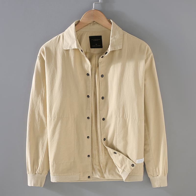 Muška duga jakna u retro japanskom stilu od 100% pamuka, fleece podstava, debeli materijal, slobodan kroj, stojeći ovratnik, zimska verzija