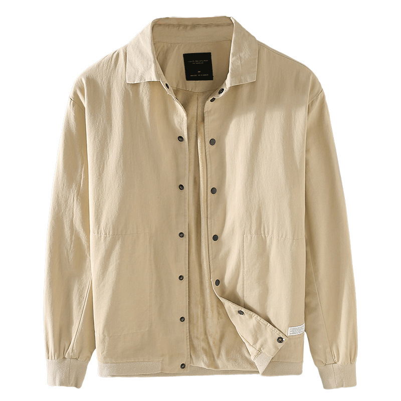 Muška duga jakna u retro japanskom stilu od 100% pamuka, fleece podstava, debeli materijal, slobodan kroj, stojeći ovratnik, zimska verzija