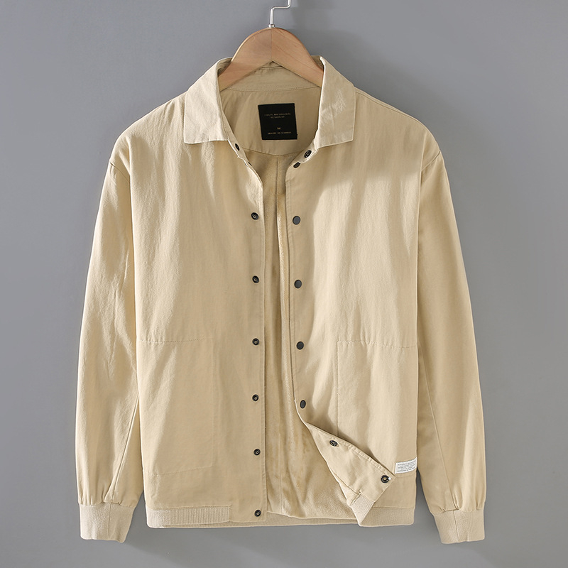 Muška duga jakna u retro japanskom stilu od 100% pamuka, fleece podstava, debeli materijal, slobodan kroj, stojeći ovratnik, zimska verzija