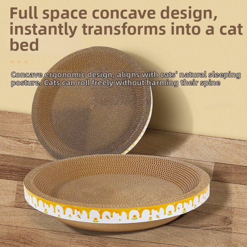 Ξύστρα για γάτες με ενσωματωμένο καταφύγιο, οβάλ παιχνίδι από Kraft χαρτί, μοντέλο PJY-001, απλός σχεδιασμός
