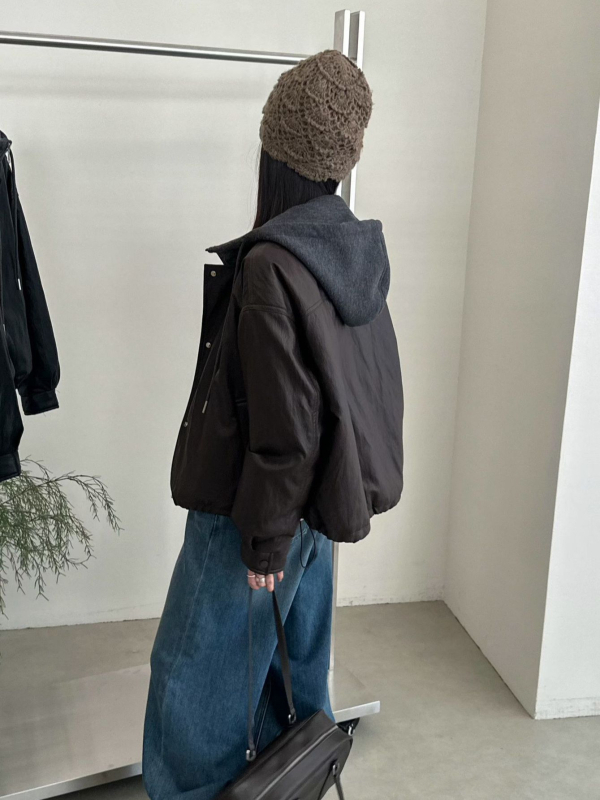 Jakna od umjetne kože, japansko-korejski casual stil, srednje duljine, okrugli ovratnik, dugi rukavi