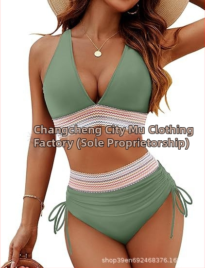 Γυναικείο σετ μπικίνι με ψηλόμεσο, λαιμό-halter, ανοιχτή πλάτη, επένδυση στήθους, πολυεστέρας