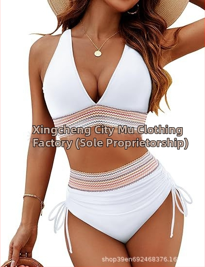 Γυναικείο σετ μπικίνι με ψηλόμεσο, λαιμό-halter, ανοιχτή πλάτη, επένδυση στήθους, πολυεστέρας