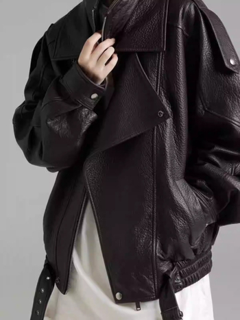 Ženska PU kožna jakna, dvostruki ovratnik, zatvarač, punk gradski stil