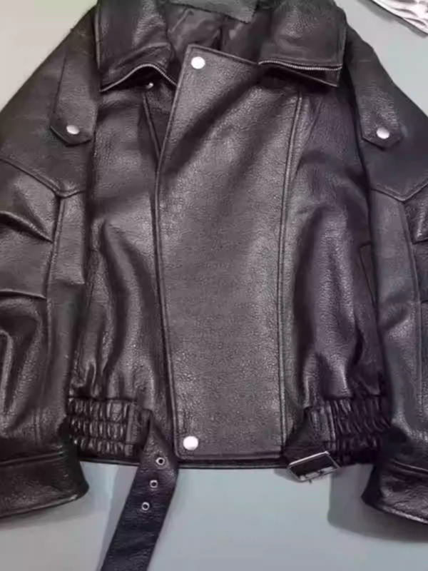 Ženska PU kožna jakna, dvostruki ovratnik, zatvarač, punk gradski stil