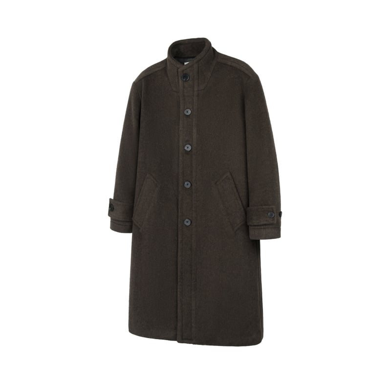 Muški kaput, korejski stil, stojeći ovratnik, srednja duljina, labav kroj, jednoredno zatvaranje, bočne džepove (Stojeći ovratnik; Srednja duljina; Labav kroj; Jednoredno zatvaranje; Bočne džepove)