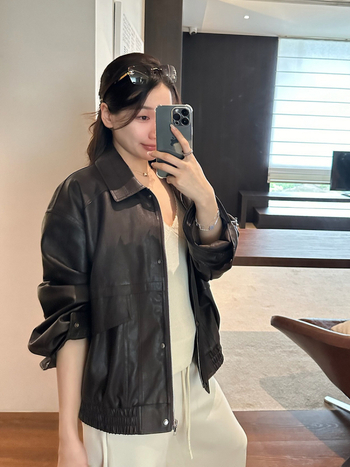 Kožna jakna/kabát, japansko-korejski casual stil, PU umjetna koža, opuštenog kroja, zatvarač