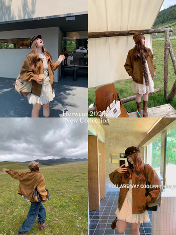 Ženska jakna od imitacijske kože od semiša s ovratnikom, zatvara se zipom, ulični stil