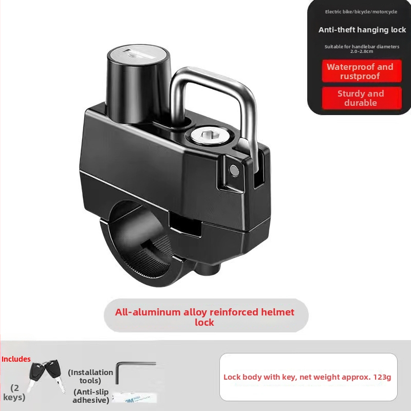 Zámok na prilbu (model jhtks) – zliatina, kompatibilný s elektrickými vozidlami a bicyklami, hmotnosť 345 g, značka Lock you lock love