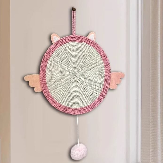 Ξύστρα γάτας από σίσαλ — τοποθετείται σε τοίχο, κάθετη, χωρίς αποκόλληση ινών, ανθεκτικό παιχνίδι γρατσουνίσματος