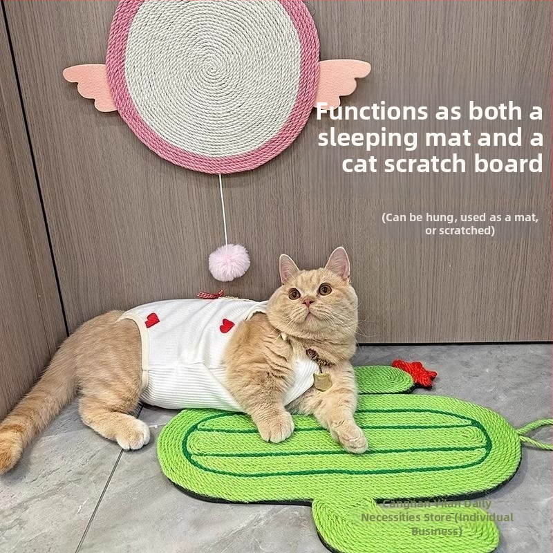 Ξύστρα γάτας από σίσαλ — τοποθετείται σε τοίχο, κάθετη, χωρίς αποκόλληση ινών, ανθεκτικό παιχνίδι γρατσουνίσματος