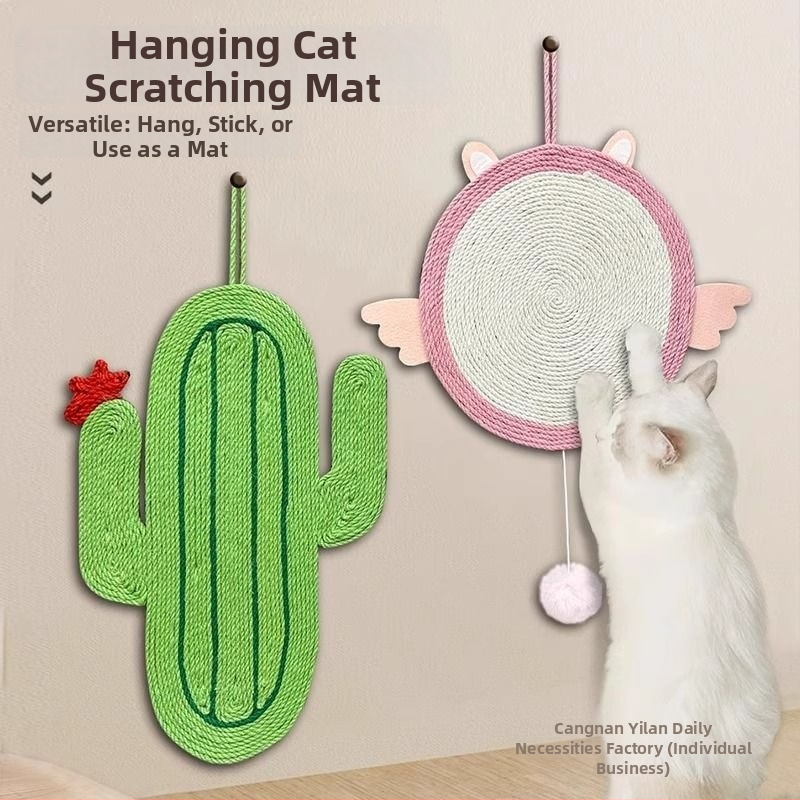 Ξύστρα γάτας από σίσαλ — τοποθετείται σε τοίχο, κάθετη, χωρίς αποκόλληση ινών, ανθεκτικό παιχνίδι γρατσουνίσματος