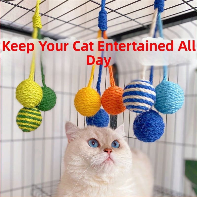 Ξύστρα γάτας από σίσαλ — τοποθετείται σε τοίχο, κάθετη, χωρίς αποκόλληση ινών, ανθεκτικό παιχνίδι γρατσουνίσματος