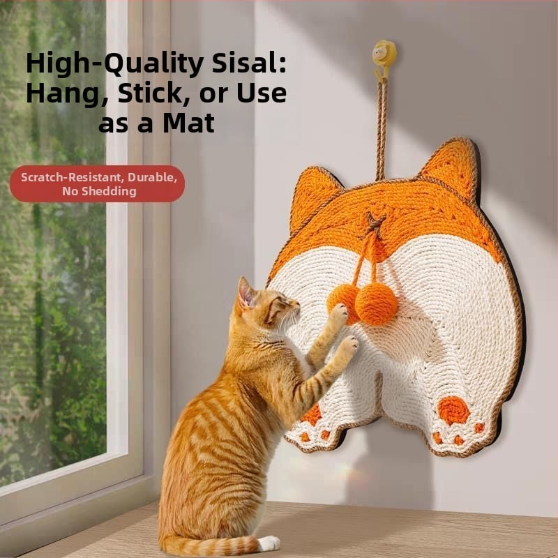 Ξύστρα γάτας από σίσαλ — τοποθετείται σε τοίχο, κάθετη, χωρίς αποκόλληση ινών, ανθεκτικό παιχνίδι γρατσουνίσματος
