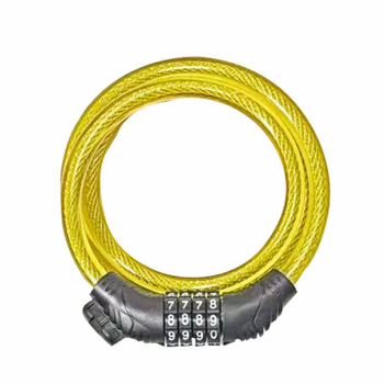 Mehanička brava za bicikl s četveroznačnim lozinkom, LM-516 model, čelični kabel + PVC, prenosiva s nosačem