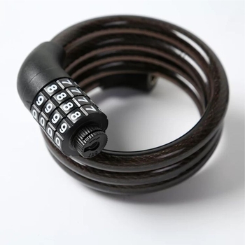 Mehanička brava za bicikl s četveroznačnim lozinkom, LM-516 model, čelični kabel + PVC, prenosiva s nosačem