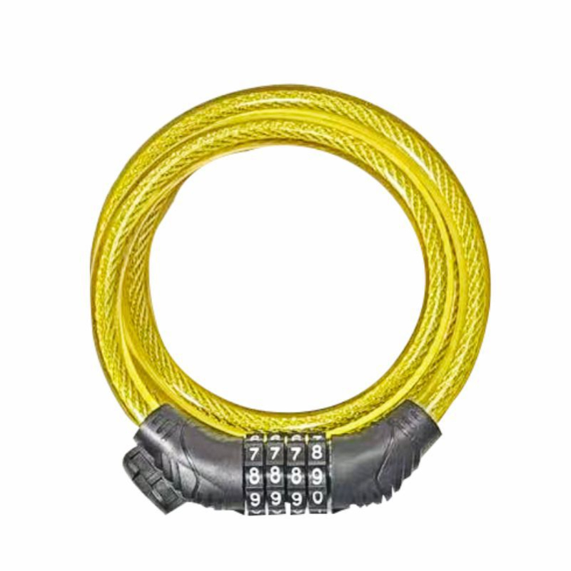 Mehanička brava za bicikl s četveroznačnim lozinkom, LM-516 model, čelični kabel + PVC, prenosiva s nosačem