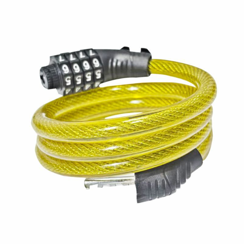 Mehanička brava za bicikl s četveroznačnim lozinkom, LM-516 model, čelični kabel + PVC, prenosiva s nosačem
